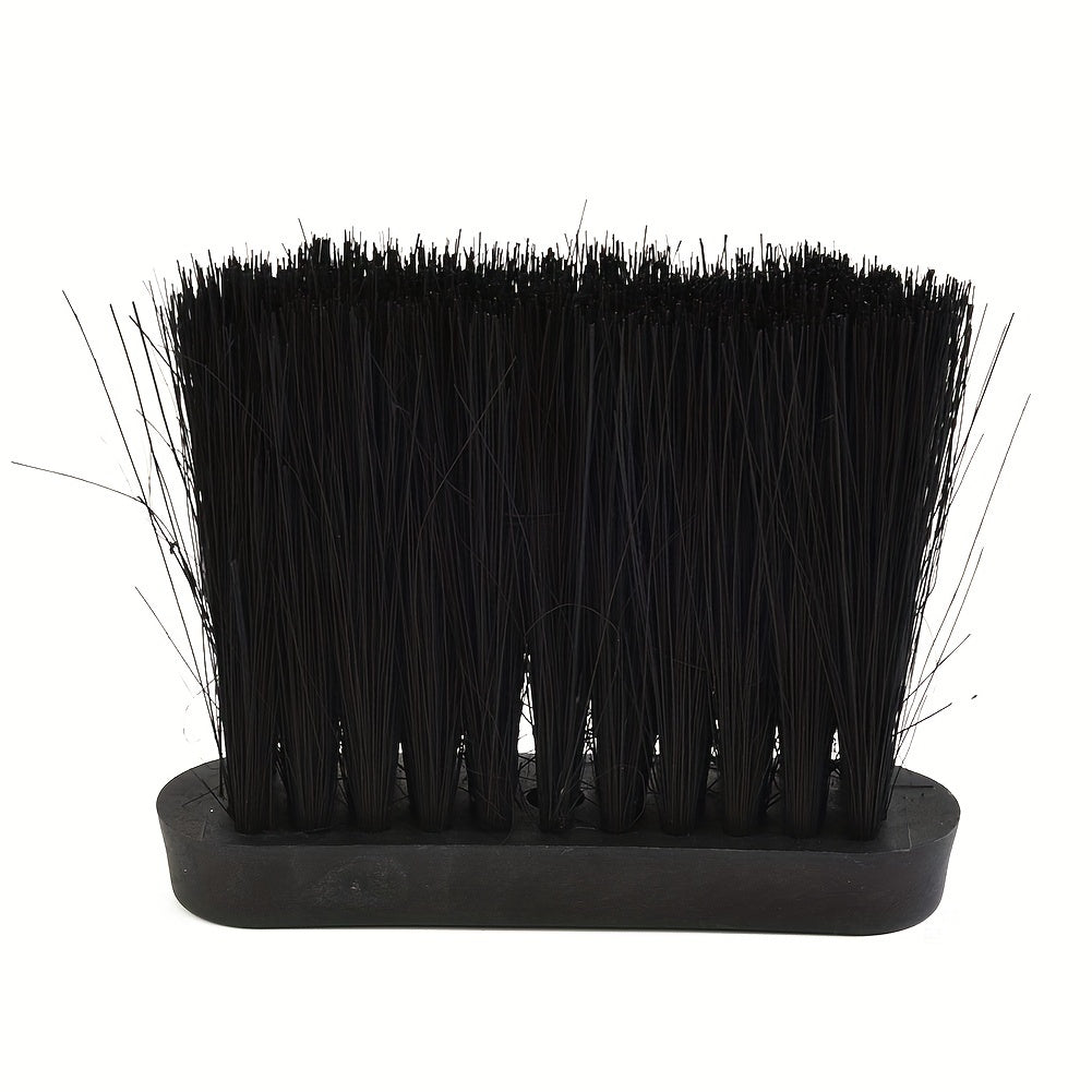 High-quality fireplace broom with a convenient plastic handle for easy gripping. This portable cleaning tool is constructed with multiple components and dense bristles for effective and efficient sweeping of your hearth.