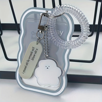 Transparent keychain in wave shape with photo clip, ideal for men. This cute campus card holder not only provides fashionable protection for your card but also allows for easy display.