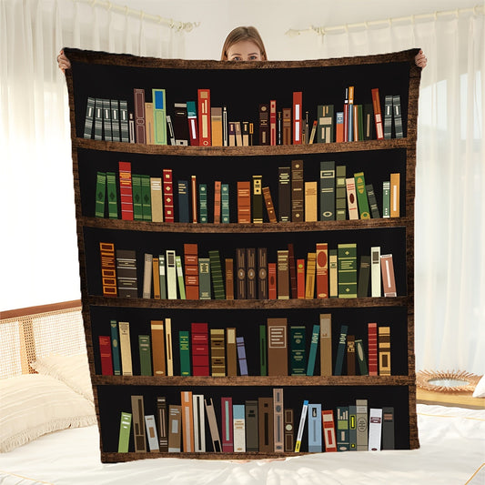 Warm, Cozy Soft Throw Blanket for Couch Bed Sofa - 1pc Bookshelf Print - Perfect Birthday Gift