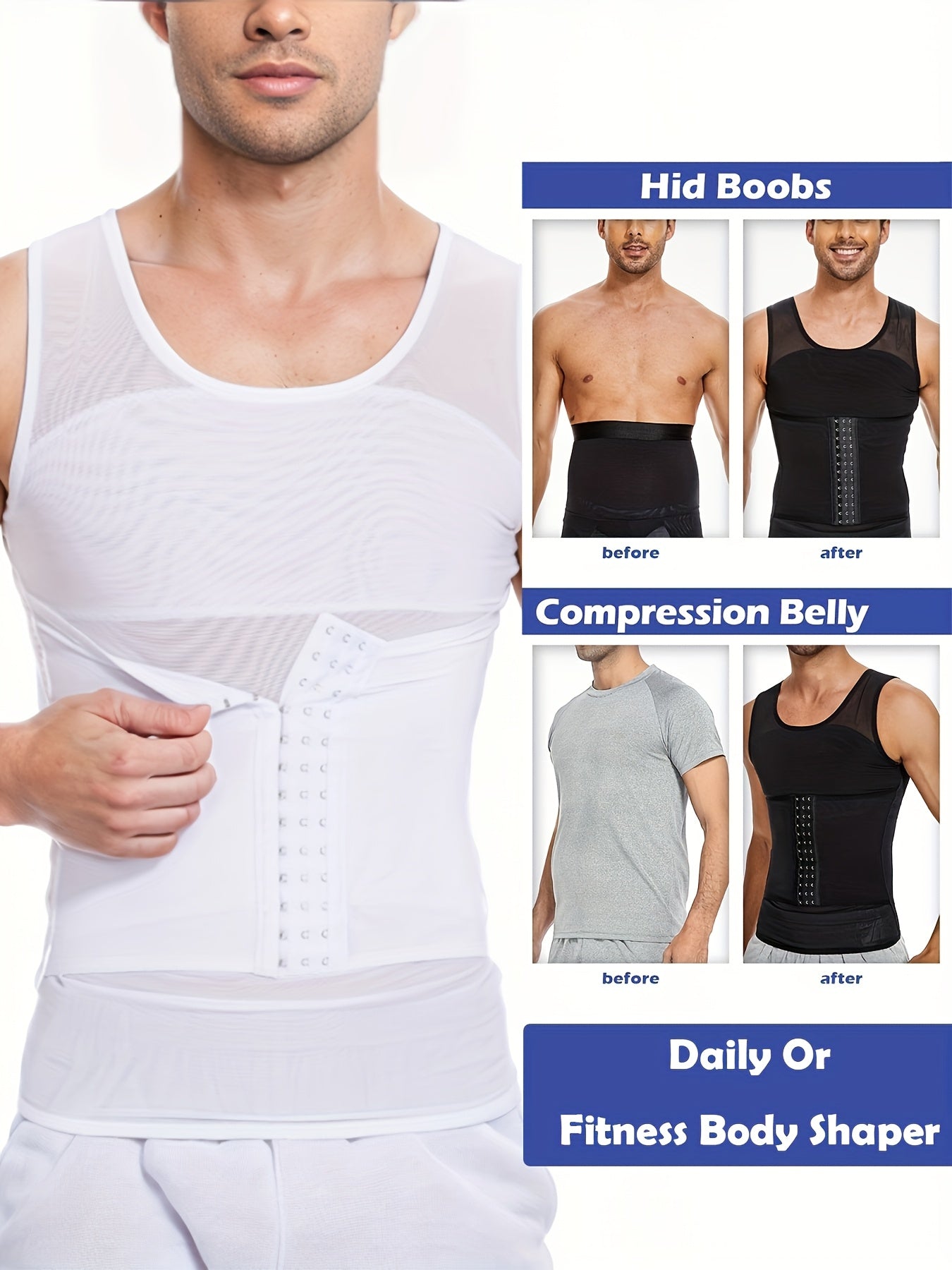 Men's Slimming Corset Compression Vest - Tummy Shaper, Sweatproof and Breathable Abdominal Binder