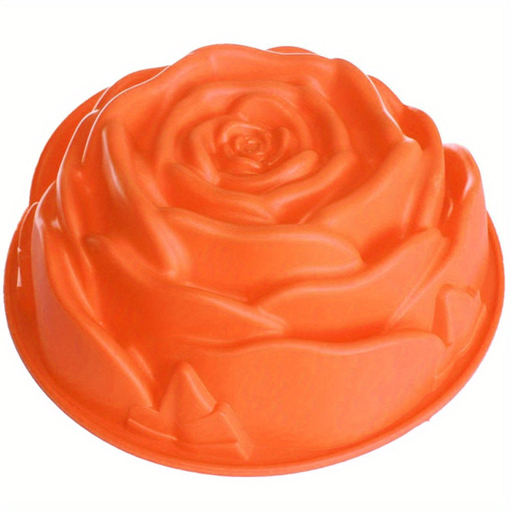 Silicone Cake Baking Pan with Big Rose Flower Design - Perfect for Birthday and Anniversary Cakes, Loaves, Muffins, Brownies, Cheesecakes, Tarts, Pies, Flans, Breads, and More - 24.0cm Diameter