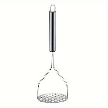 The Stainless Steel Potato Masher is a durable manual press that makes perfect mashed potatoes. This ideal kitchen gadget is great for youngsters' food and more, perfect for home use.