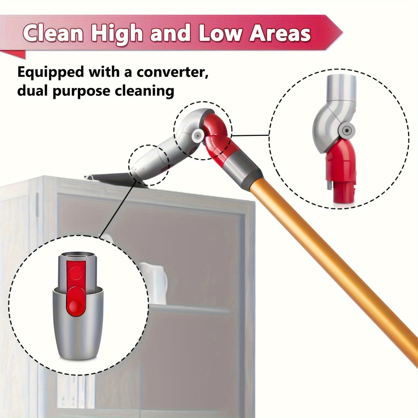 Vacuum Cleaner Adapter Part with Low-Profile Crevice Attachment Tool - Fits V7, V8, V10, V11, V15, SV12 Models | Quick Release, Made of Durable Plastic