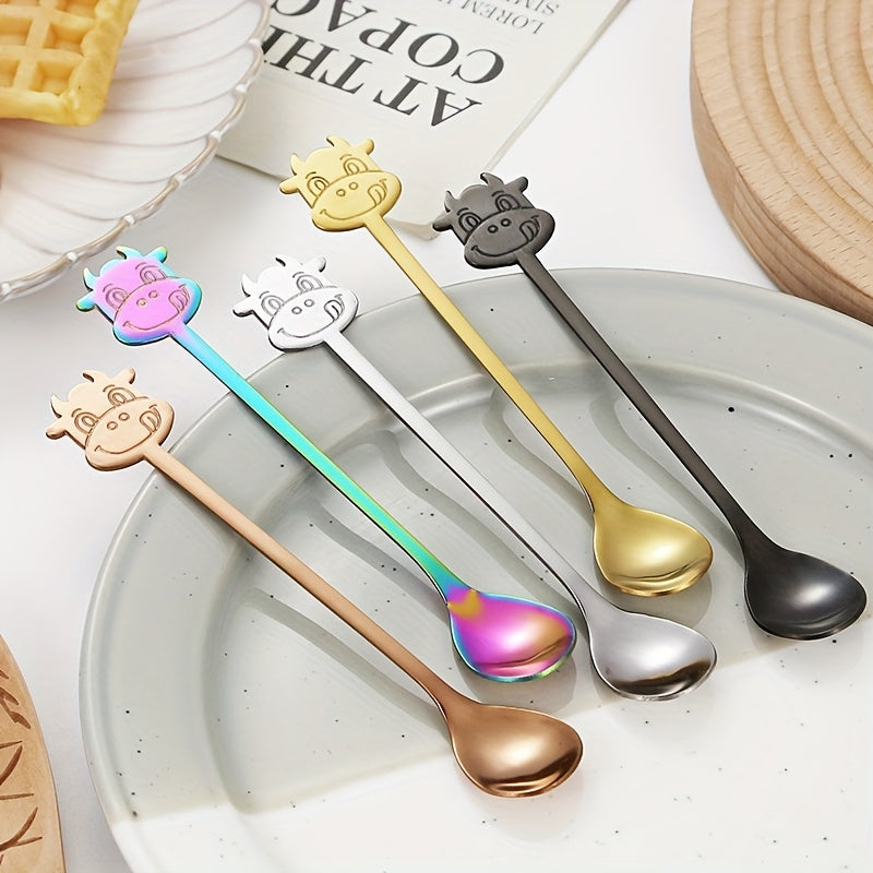 A set of 6 long-handled stainless steel spoons ideal for stirring coffee, iced tea, and ice cream at banquets, restaurants, and cafes.