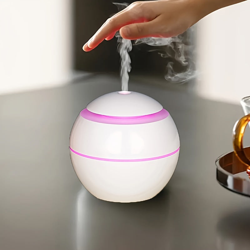 Hollow wood grain LED air humidifier with USB power, essential oil diffuser, 7-color night light, automatic off, mini cold mist for office, home, bedroom - alcohol free.