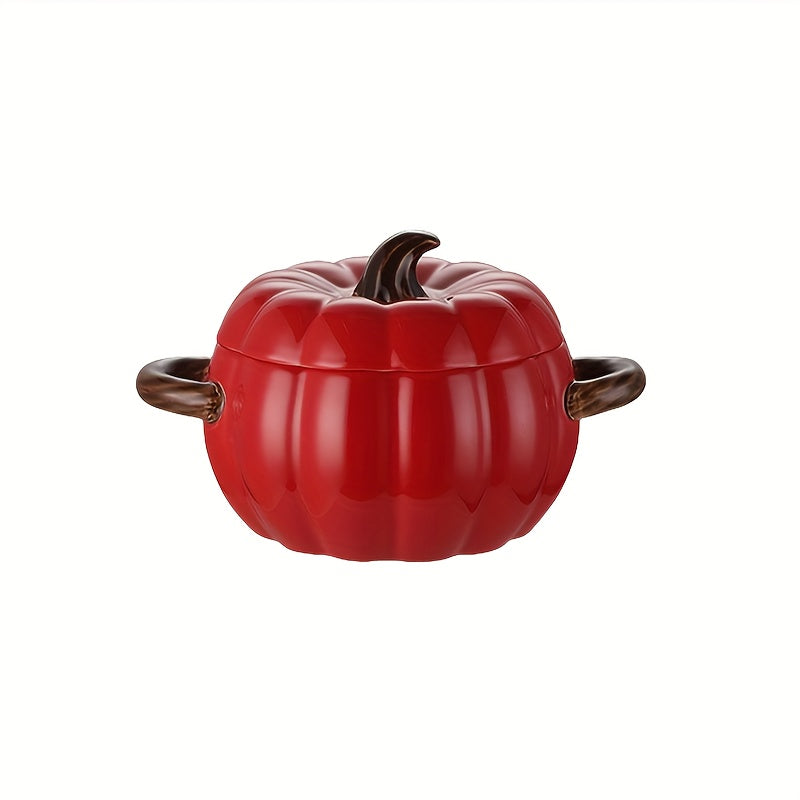 Get into the festive spirit with this spacious ceramic soup pot designed in the shape of a large pumpkin. Complete with a lid and dual-handles, this pot is dishwasher safe and perfect for cooking up your favorite stews and salads. It makes an ideal gift