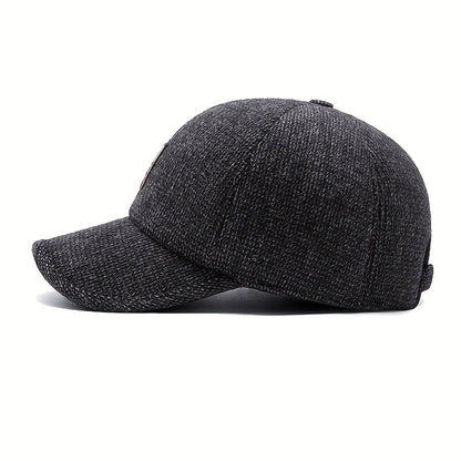 [Top Pick] Stay Cozy with Men's Warm Fleece Baseball Cap - Perfect for Winter and Autumn, Stylish Sports Hat with Ear Protection, Made of Soft Polyester Material, Baseball Cap for the Modern Man