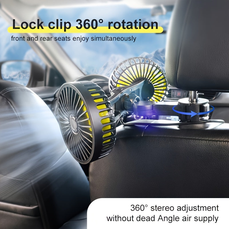 Essential for keeping your vehicle cool on the go, the 2-in-1 Portable Car Air Circulator Fan features dual-head USB power, high velocity airflow, multi-angle adjustment, button control, and a sleek polished finish. Perfect for indoor use and includes a