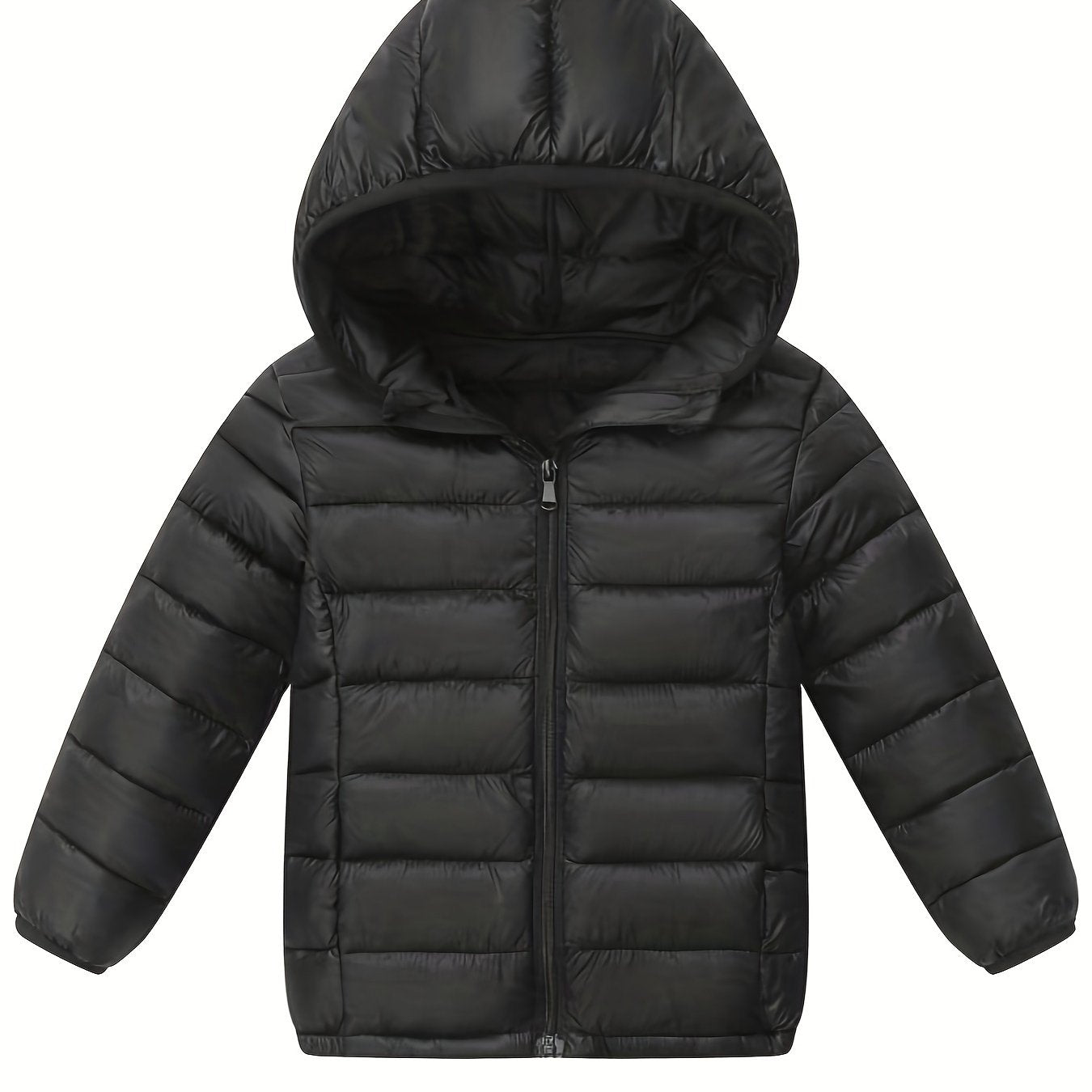 Youth's lightweight hooded jacket in solid color, ideal for fall and winter.