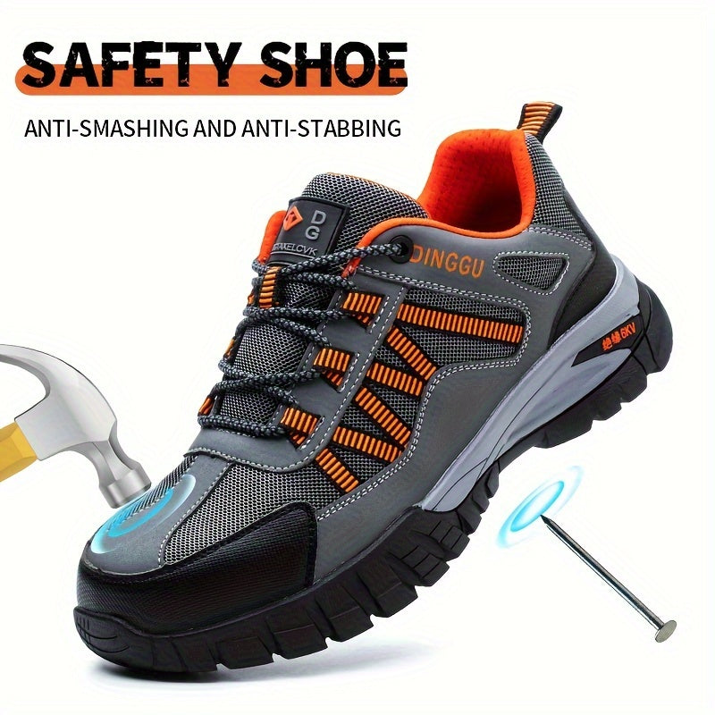 DINGGU Men's Steel Toe Work Shoes with Puncture Resistant Rubber Sole, Breathable and Lightweight.