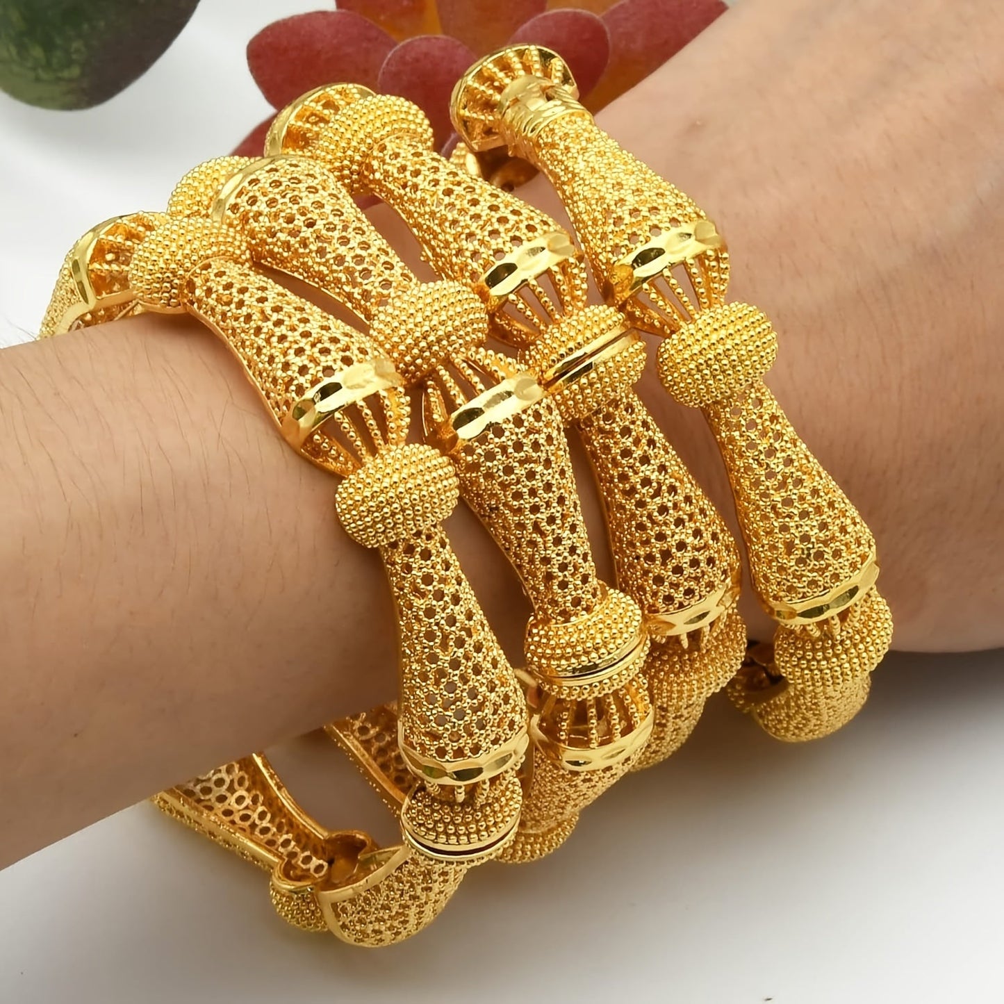 Luxury Dubai Women's Bracelets Set of 4, Ideal for Festivals, Wedding, and Bridal Jewelry in India, Africa, and Ethiopia.