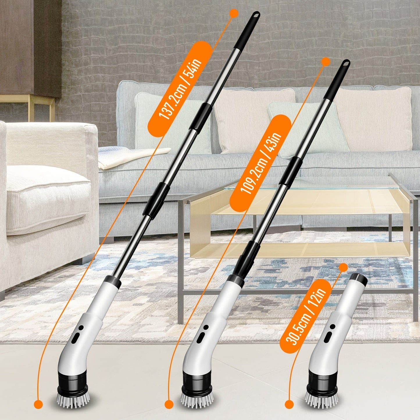 The IAGREEA electric rotary scrubber features 3 adjustable speeds and comes with a cordless electric rotary cleaning brush. It includes a handheld shower with 9 replaceable brush heads, an adjustable extended handle, and is suitable for use on tiles