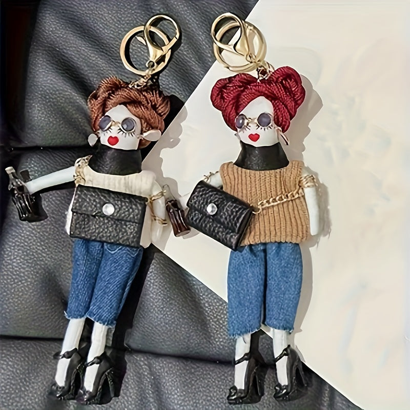 Fashion Doll Keychain Cute Cloth Key Chain Ring Bag Backpack Charm Car Key Pendant - a perfect gift for women for daily use.