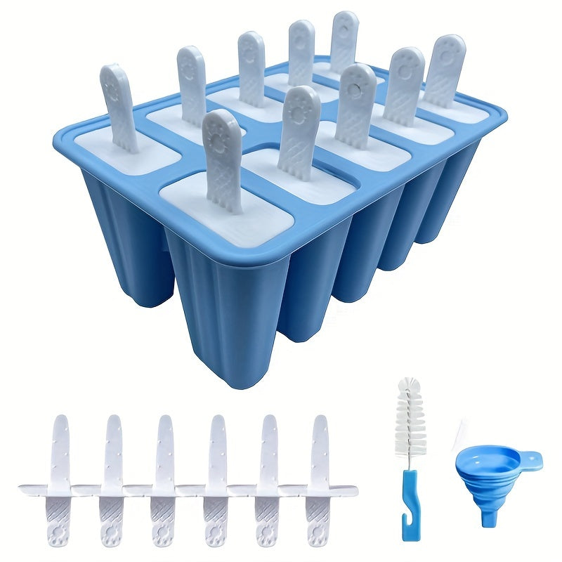 Silicone Popsicle Maker Set with 6/12 Cavities - Free of BPA, Comes with Easy Release Ice Pop Molds, Reusable Sticks, and Cleaning Brush