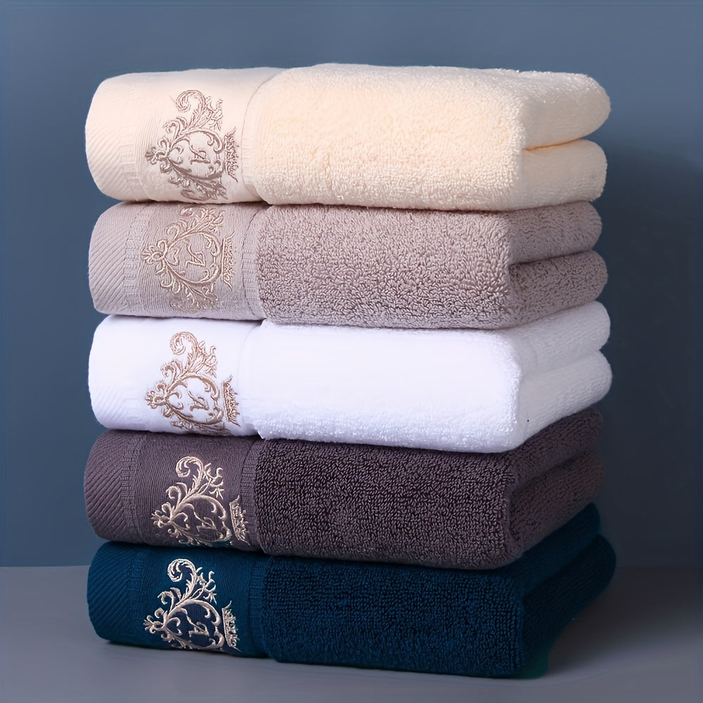 Crown Pattern Cotton Towel Set - Soft, Absorbent, Durable - Ideal for Family Use - Includes Hand and Bath Towels - 34.8x74.93cm and 70.1x139.7cm - Bathroom Accessories