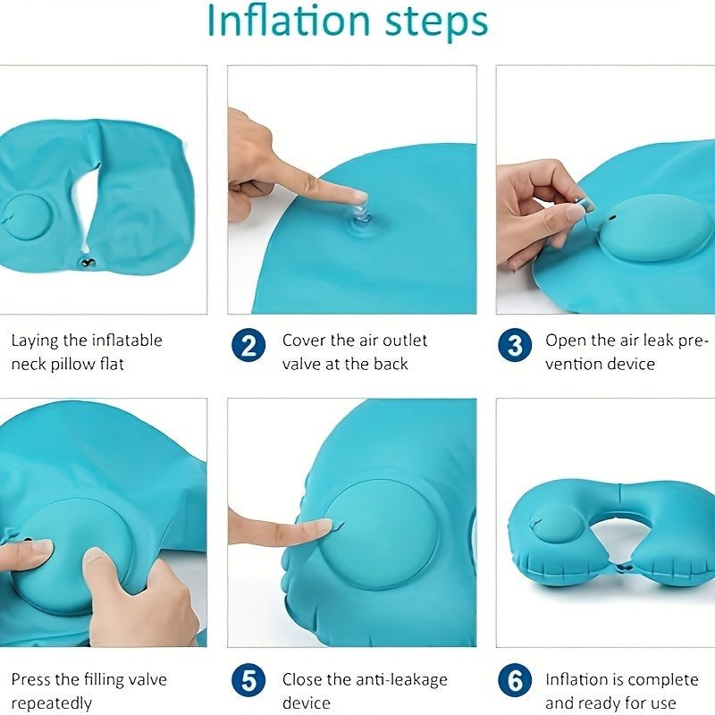 Multi-functional Inflatable U-Shaped Neck Pillow - Waterproof, Compact with Chin Support, Perfect for Travel, Work, and Home - Portable, Easy to Wash, Gentle & Long-lasting for Both Genders