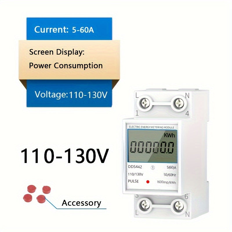 Компактный цифровой электрический счетчик с ЖК-дисплеем, 220В однофазный, мини-счетчик ватт-часов для домашнего и промышленного использования, прецизионная SMT-технология, легкая установка на DIN-рейку.