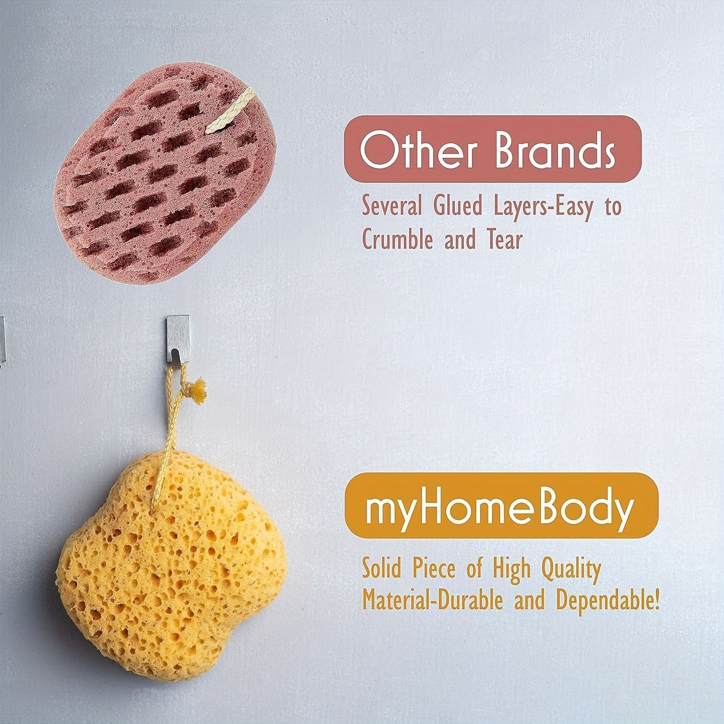 High-Density Curved Foaming Bath Sponge for Deep Cleaning - Extra-Large Shower Scrubber, 1 Piece