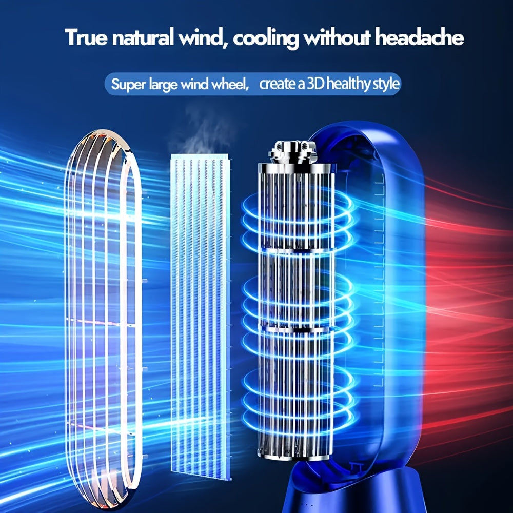 Introducing the 2023 New Arrival 1pc Desktop Tower Fan for Home Office Use! Stay cool with this powerful electric fan that offers strong wind cooling. Featuring a USB wireless rechargeable design, LED display, and 5-speed adjustment, this tower fan is a