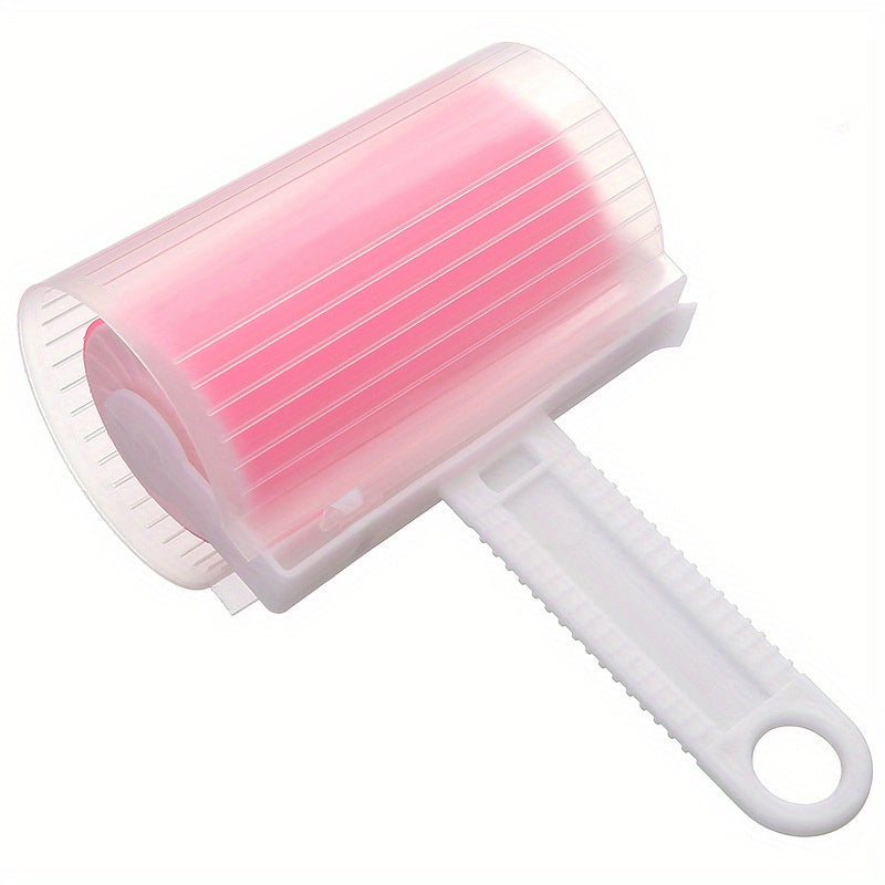 Lint remover for clothes that is reusable and removes pellets, cat hair, pet hair, and dust from clothes, sofas, and more with a sticky roller.