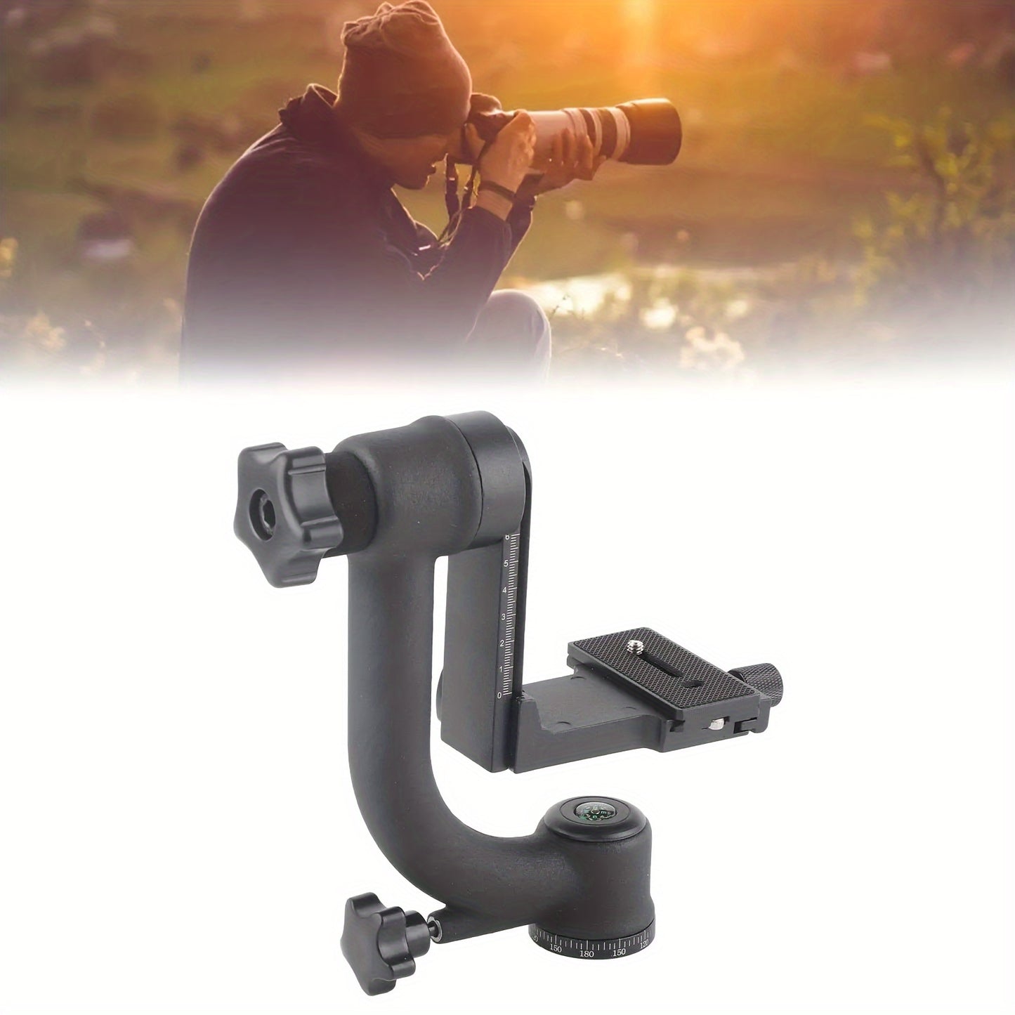 Aluminum alloy bird head for professional photography supplies, compatible with gimbal tripod, monopod, and telephoto lens.