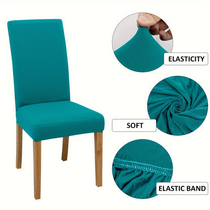 4-6pcs Stretch Milk Fiber Chair Covers with Water-Resistant Elastic Bands, Machine Washable, 92% Polyester 8% Spandex Fabric, 140-160g Weight. Ideal for Home and Restaurant Decoration.