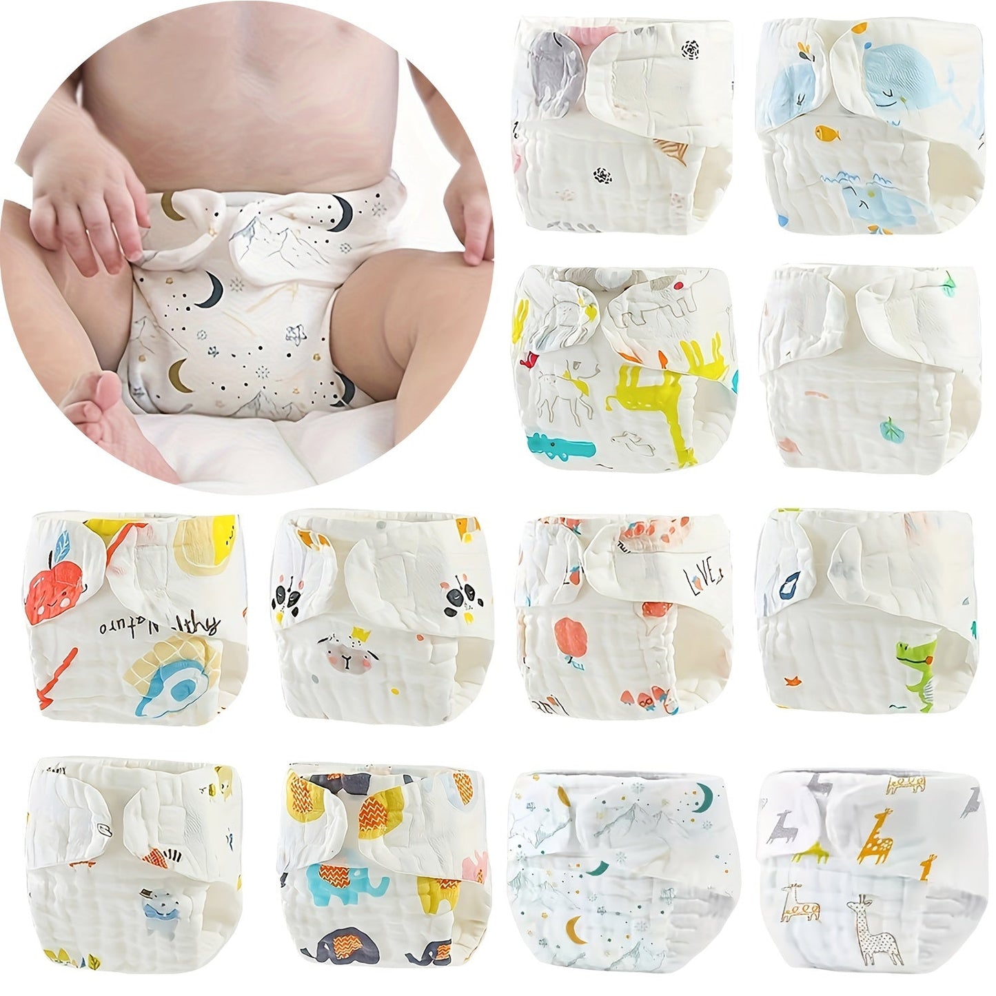 Set of 5 Breathable & Cozy Training Diapers - Washable, Printed Cloth Underwear for Kids Ages 0-6 - Ideal Gift for Christmas, Halloween, and New Year's