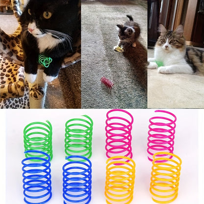 100-Pack Cat Spring Toys - Plastic coil springs for interactive play, teeth cleaning, and exercise. No batteries required.