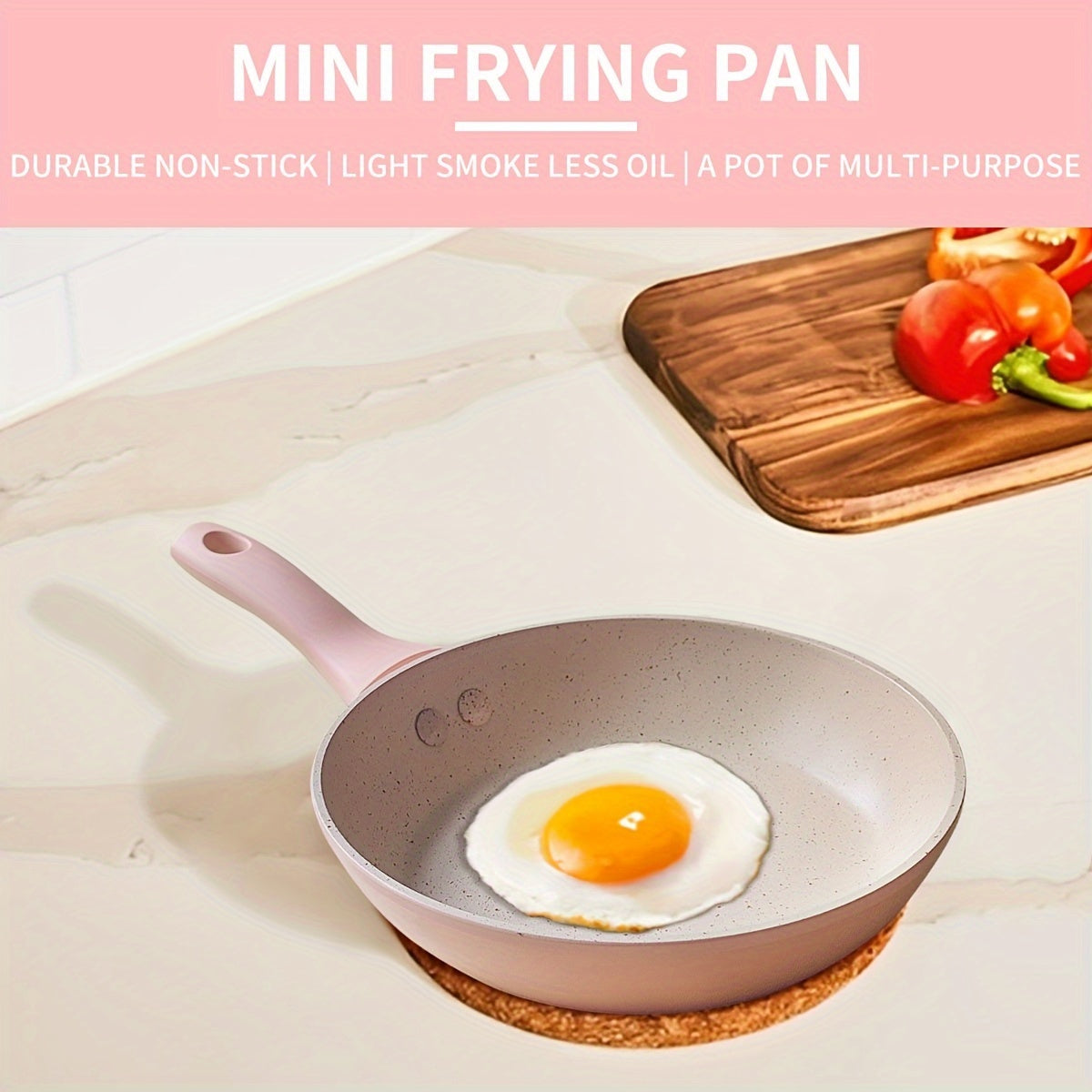 Pink Non-Stick Mini Frying Pan with Maifan Stone Coating, 16.0cm - Thickened Aluminum Skillet, Dishwasher Safe for Eggs & Steak - Ideal for Gas & Induction Stoves