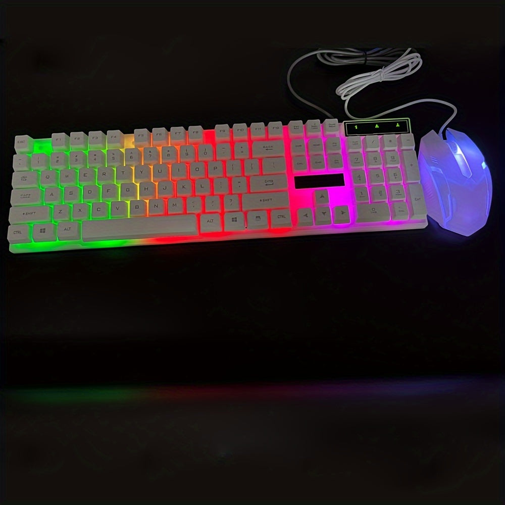 Yeaibo Ergonomic Mechanical Keyboard & Gaming Mouse Combo with LED Backlight and Laser-Carved Hollow Design for Office & Gaming, Sleek and Stylish Design.