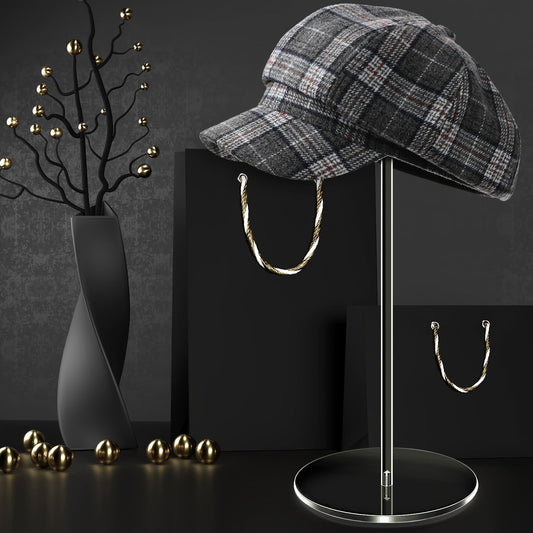 Introducing our sleek and minimalist 1pc Clear Acrylic Hat Display Stand. This freestanding and portable storage rack is perfect for organizing bucket hats, baseball caps, and wigs. With no electricity needed, it is ideal for use in the bedroom