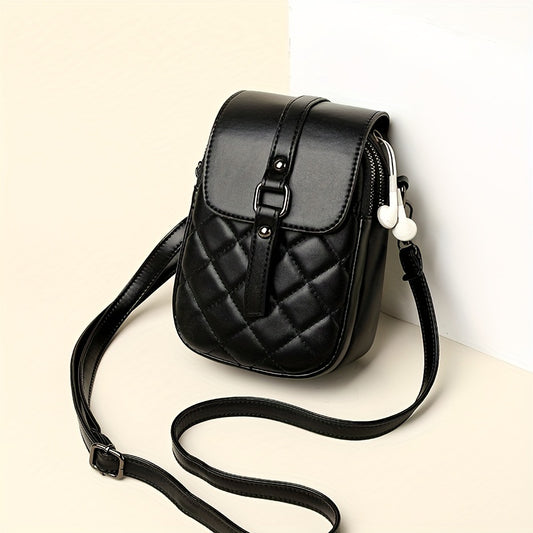 Mini Argyle Quilted Crossbody Bag with Fashion Flap, Women's Multi Layer Shoulder Purse.