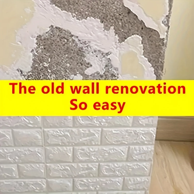 1 roll of 3D brick wall sticker with 10m self-adhesive vinyl foam wallpaper for home decor, creating a romantic bedroom atmosphere in brick, stone and wood style.