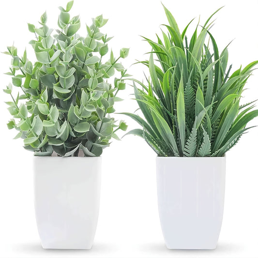 2 fake potted plants for home or office decor