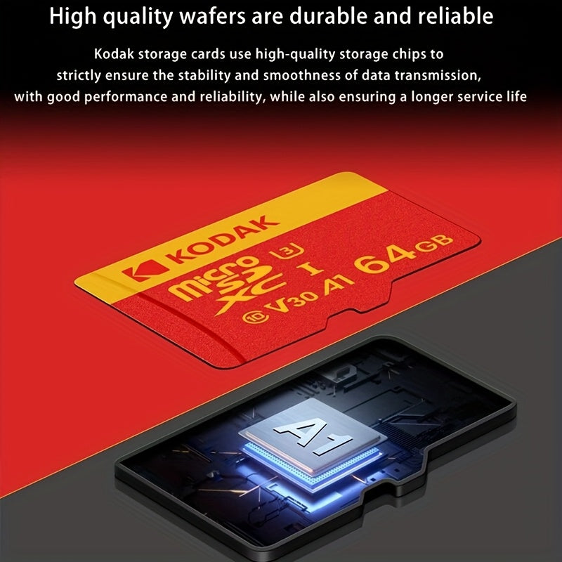 Kodak Micro SD Card TF Memory Card with Adapter, available in 32GB, 64GB, or 128GB capacity, C10 A1 TF Flash Card.