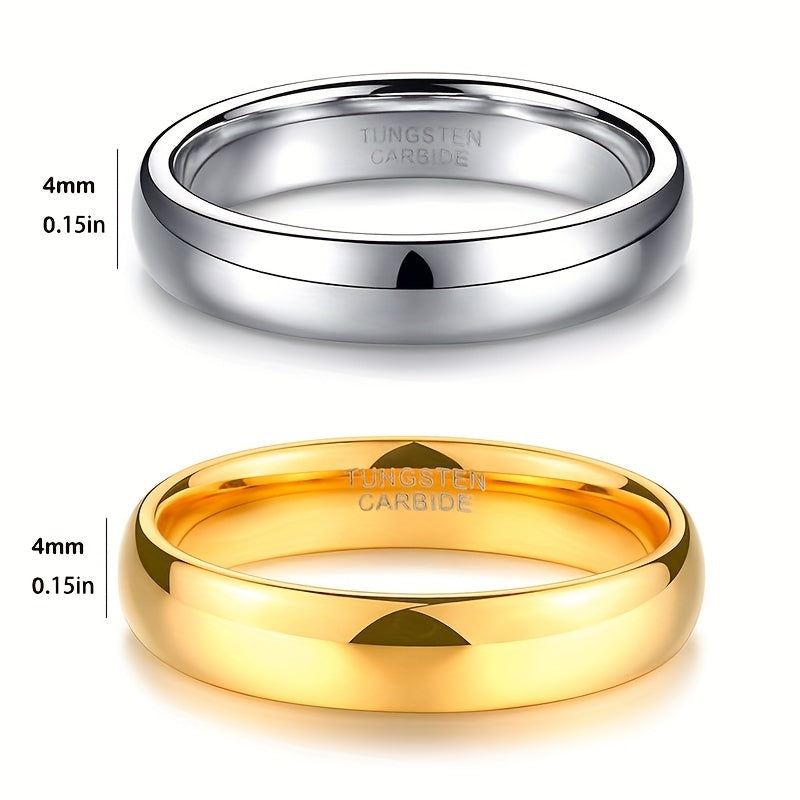 Simple 18k Gold-Plated Tungsten Steel Ring, 4mm Width, Perfect Engagement or Wedding Gift Jewelry