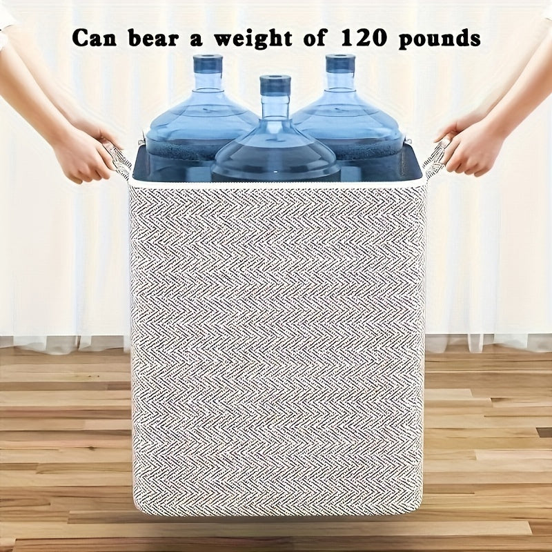 Extra Large Collapsible Laundry Basket with Lid, Heavy-Duty Water-Resistant Fabric Storage Bin. Supports up to 54.43KG. Ideal for Clothes, Toys, Household Items, DIY Crafts, Beading, and Jewelry Making. Features Handles for easy transport.