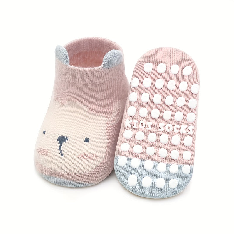 Non-slip cotton baby socks for infants and toddlers 0-3 years old, made of 80% cotton and 20% polyester. Hand wash only. Pack of 1 pair.