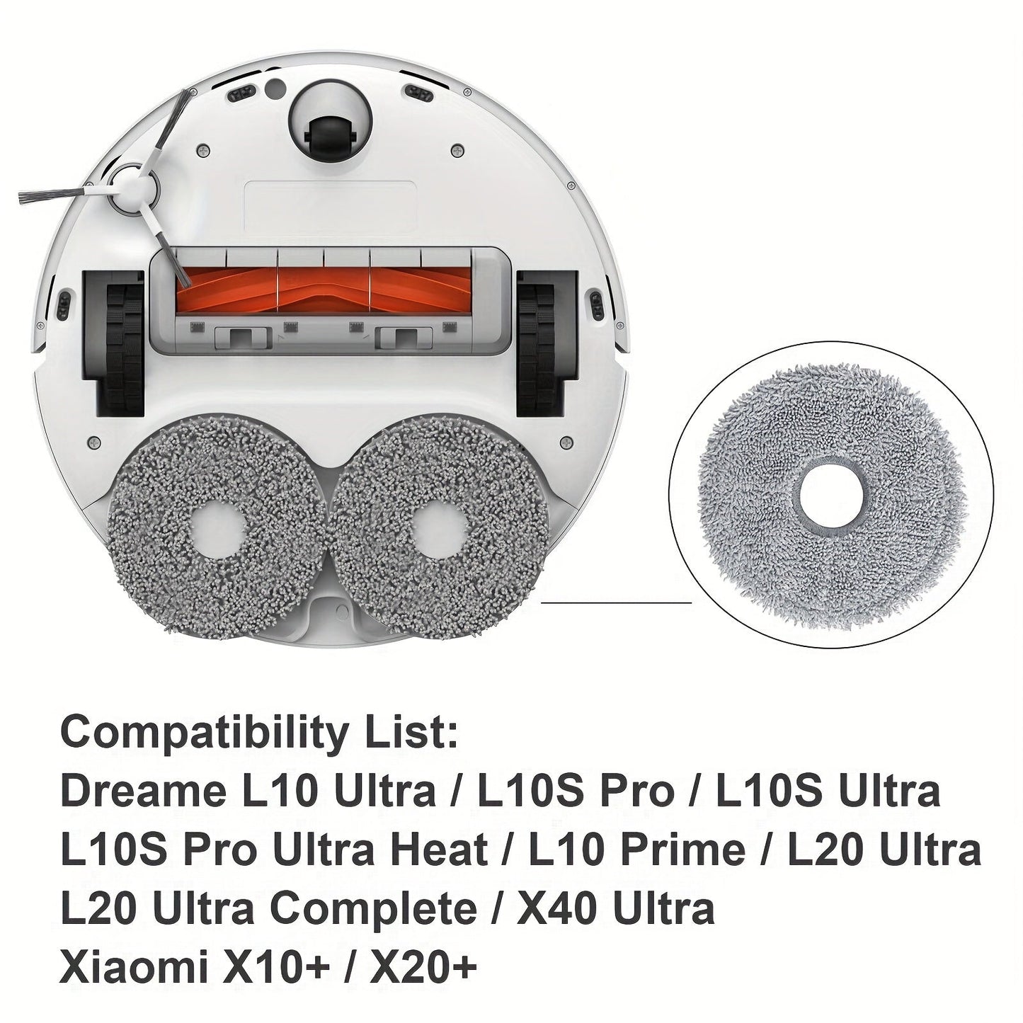 Upgrade your cleaning game with a set of 8 washable mop pads compatible with Dreame robot vacuum cleaners. Specifically designed for the L10 Ultra, L10S Pro, L20 Ultra, and X40 Ultra models, these cloth floor attachments provide efficient cleaning power