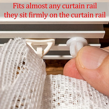 Set of 20 Classic White Curtain Rod Locks - Compatible with Rail Systems, Requires No Power, Essential Home Decor Accessory