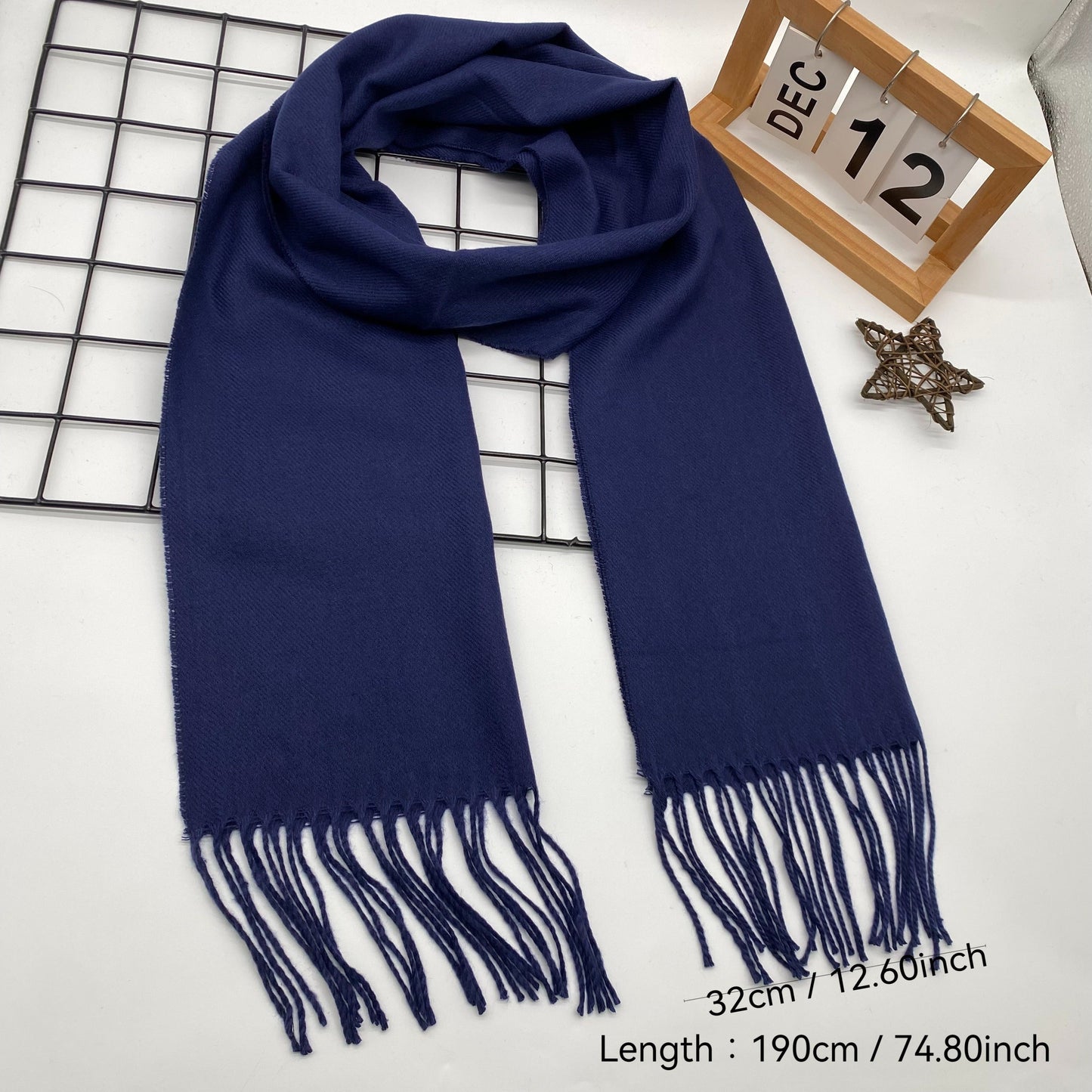 Men's Classic Winter Plaid Scarf with Tassel Edge - Stay Cozy and Stylish with this Soft Polyester Scarf, Perfect Fashion Accessory for Men with Woven Design