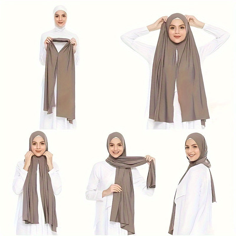 Women's Fashion Scarf with Solid Color, Equal Length on Two Sides, Lazy, Breathable, Comfortable, Sun Protection.