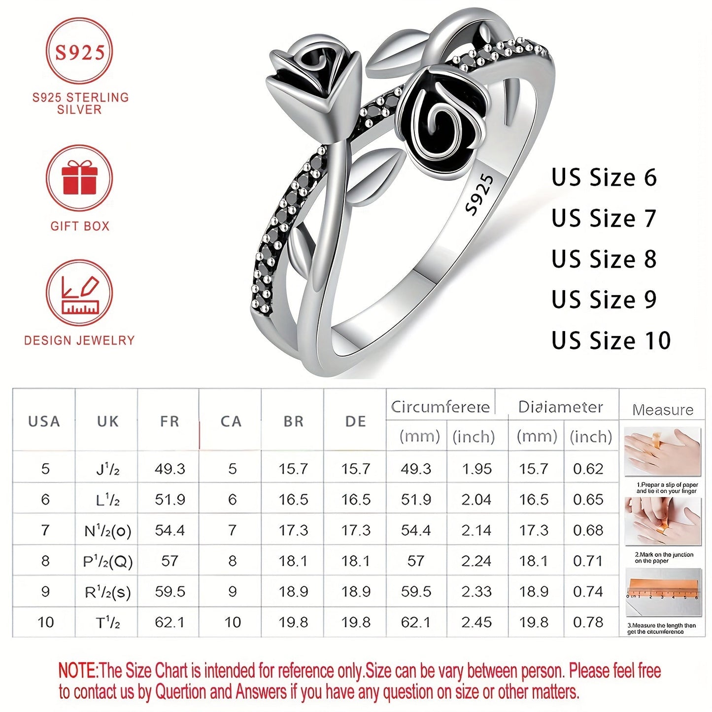 Chic Vintage Style S925 Silver Cross Ring featuring a Black Rose design with sparkling Cubic Zirconia stones. Ideal for Everyday Wear, Special Occasions like Parties, Weddings, Anniversaries. Hypoallergenic and Nickel-Free. Comes with Gift Box.