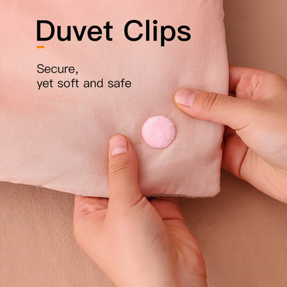 5, 7, or 9 piece set of Quilt Fixers designed to prevent duvets from slipping, with corner buckles to keep sheets and covers in place. These stabilizers are soft, safe, and needle-free. Available in pink and easy to detach, complete with necessary tools.