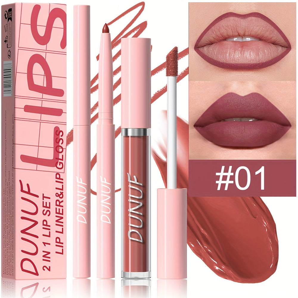 Matte lip gloss lip liner set that is durable, waterproof, sweat-resistant, and easy to color.