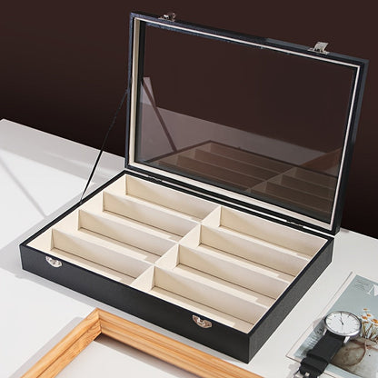 [Top Pick] Elegant High-end Glasses Case for Fashionable Individuals, Premium Storage and Display Box for Glasses, Features 8 Compartments, Glasses Sold Separately