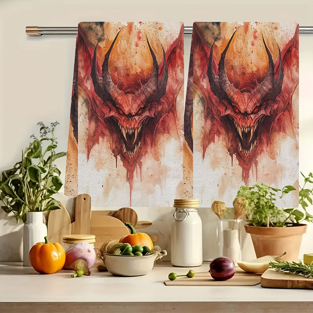 Set of 2 Rakdos Motto Kitchen Towels featuring a Contemporary Coastal Design, Made from 100% Polyester Knit Fabric for Super Absorbency and Easy Machine Washing, Sized at 40.64x60.96 cm - Perfect for Holiday and Everyday Use as Dish Hand Towels