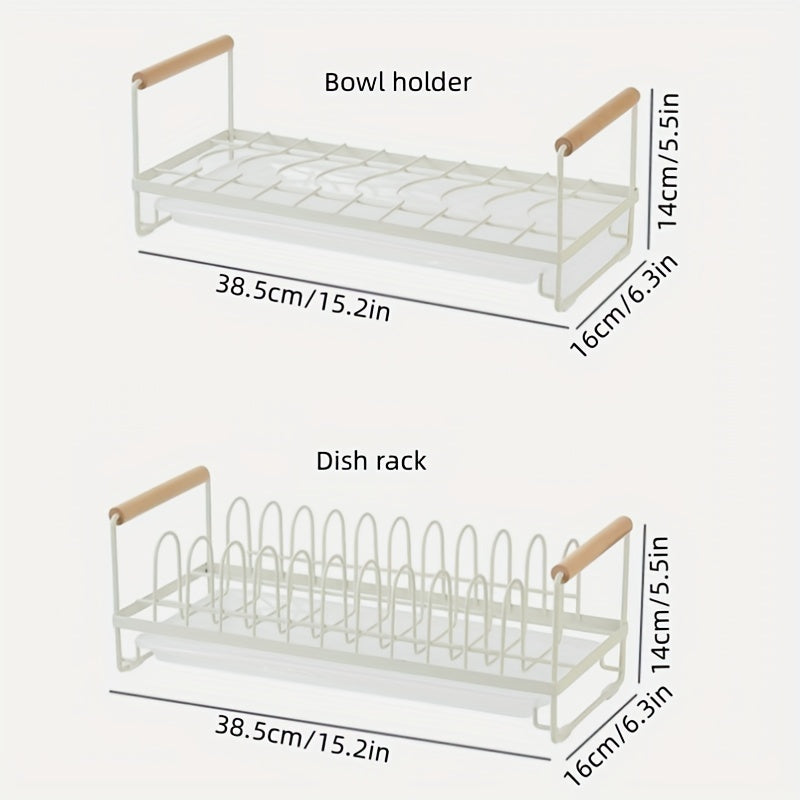 Metal Dish Rack that Saves Space - No drilling required, keeps dishes and utensils organized on the countertop, ideal for efficient kitchen storage.