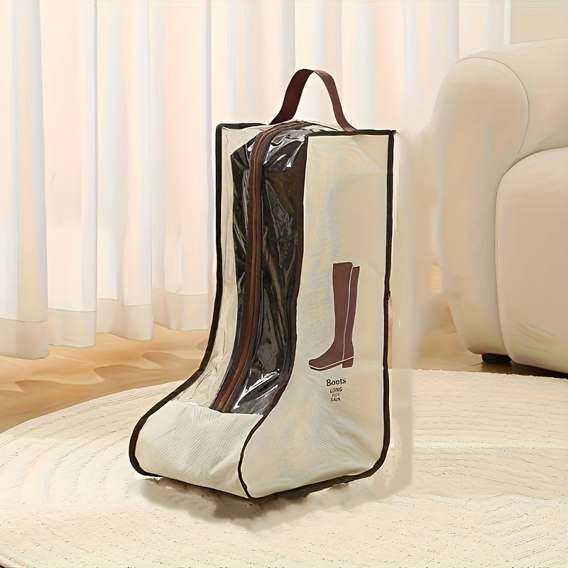 Convenient Boot Storage Bag with Handle - Clear, Dustproof & Water-Resistant Shoe Cover for Tall and Short Boots - Easy-to-Carry Lightweight Design