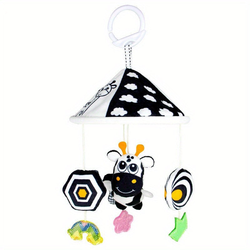 Car hanging wind chime featuring a black and white parasol design, ideal for early education and enhancing a peaceful sleeping environment. Perfect as a gift for Halloween or Christmas.